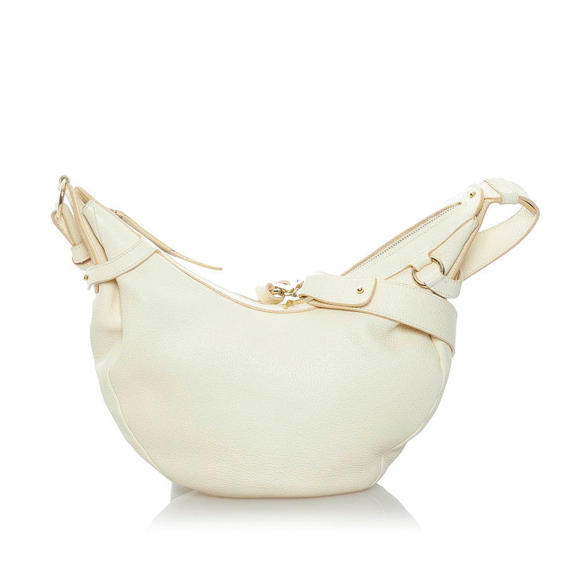 サルヴァトーレフェラガモ ガンチーニ ショルダーバッグ EY-21 5407 ホワイト レザー レディース Salvatore Ferragamo 【中古】