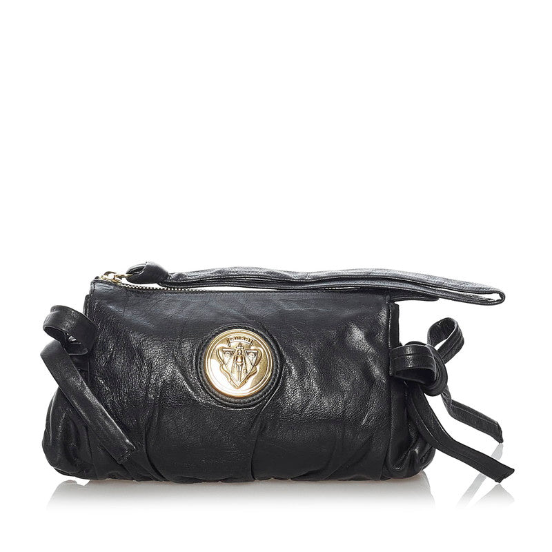 グッチ ヒステリア クレスト ポーチ 203632 ブラック レザー レディース GUCCI 【中古】