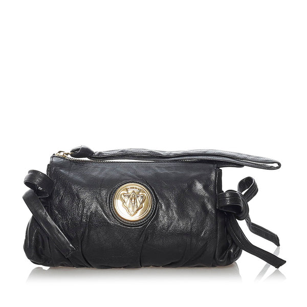 グッチ ヒステリア クレスト ポーチ 203632 ブラック レザー レディース GUCCI 【中古】