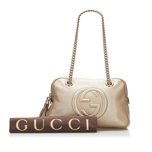 グッチ ソーホー フリンジ チェーン ショルダーバッグ 308983 ゴールド レザー レディース GUCCI 【中古】