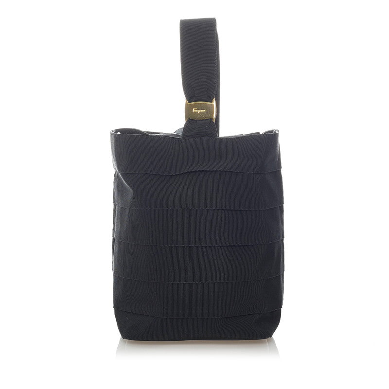 サルヴァトーレフェラガモ ヴァラ ワンショルダーバッグ AU-21 4237 ブラック キャンバス レザー レディース Salvatore Ferragamo 【中古】