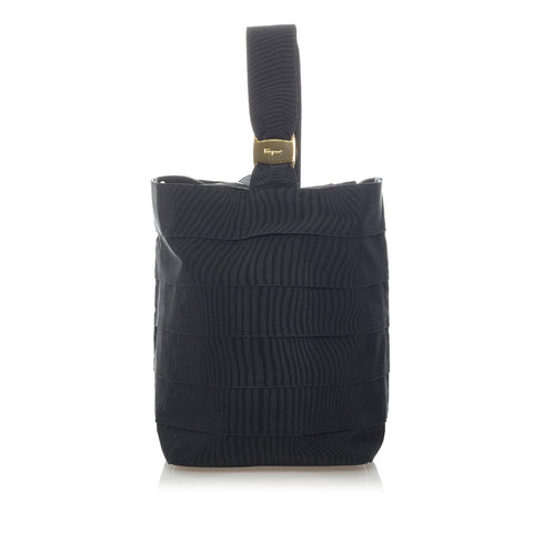 サルヴァトーレフェラガモ ヴァラ ワンショルダーバッグ AU-21 4237 ブラック キャンバス レザー レディース Salvatore Ferragamo 【中古】