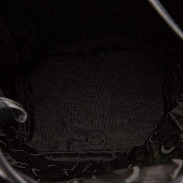 サルヴァトーレフェラガモ ヴァラ ワンショルダーバッグ AU-21 4237 ブラック キャンバス レザー レディース Salvatore Ferragamo 【中古】