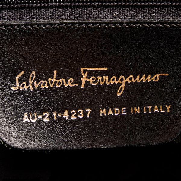 サルヴァトーレフェラガモ ヴァラ ワンショルダーバッグ AU-21 4237 ブラック キャンバス レザー レディース Salvatore Ferragamo 【中古】