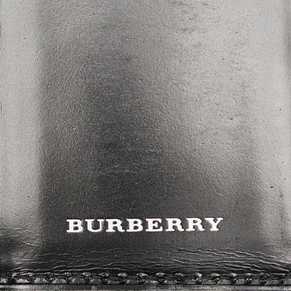 バーバリー チェック柄 5連 キーケース ブラック エナメル レディース BURBERRY 【中古】