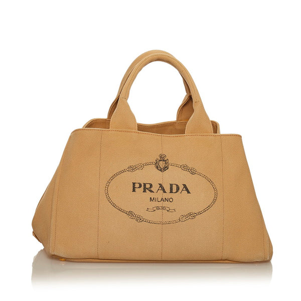 プラダ カナパ ベージュ キャンバス トートバッグ レディース PRADA 【中古】