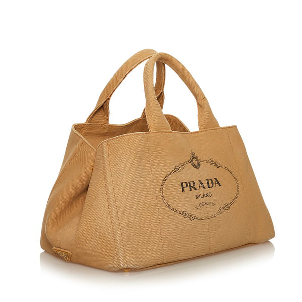 プラダ カナパ ベージュ キャンバス トートバッグ レディース PRADA 【中古】