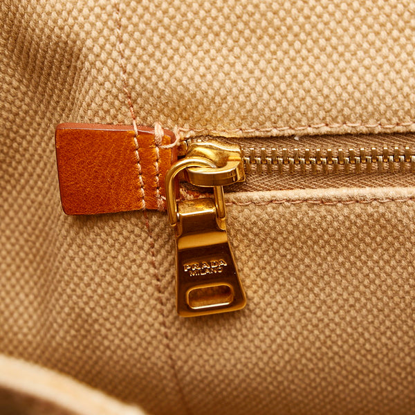 プラダ カナパ ベージュ キャンバス トートバッグ レディース PRADA 【中古】