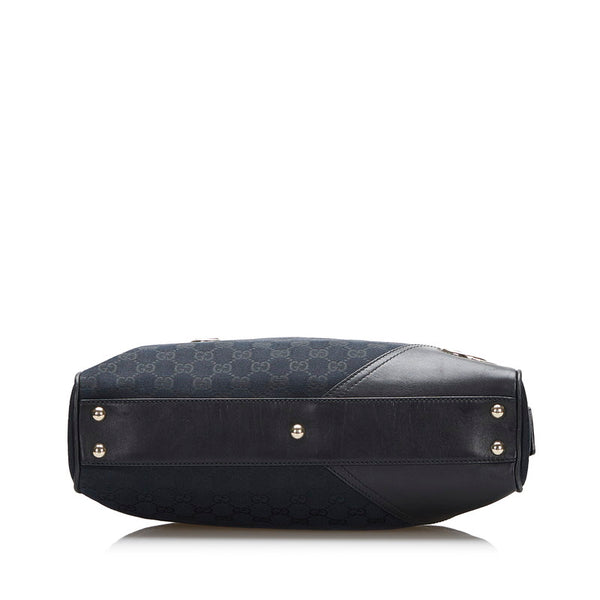 グッチ GGキャンバス インターロッキングG ハンドバッグ トートバッグ 169971 ブラック キャンバス レザー レディース GUCCI 【中古】