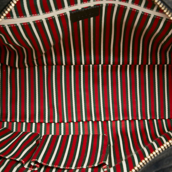 グッチ GGキャンバス インターロッキングG ハンドバッグ トートバッグ 169971 ブラック キャンバス レザー レディース GUCCI 【中古】