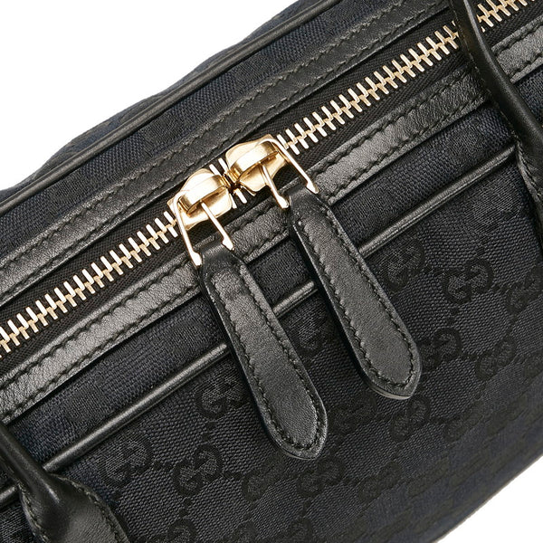 グッチ GGキャンバス インターロッキングG ハンドバッグ トートバッグ 169971 ブラック キャンバス レザー レディース GUCCI 【中古】