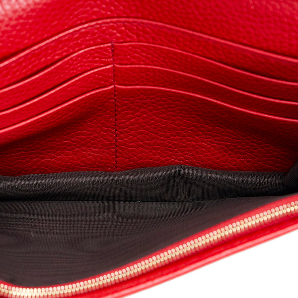 グッチ インターロッキングG ソーホー チェーンウォレット ショルダーバッグ 2WAY  407041 レッド レザー レディース GUCCI 【中古】