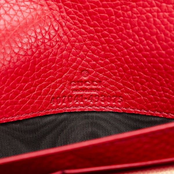 グッチ インターロッキングG ソーホー チェーンウォレット ショルダーバッグ 2WAY  407041 レッド レザー レディース GUCCI 【中古】