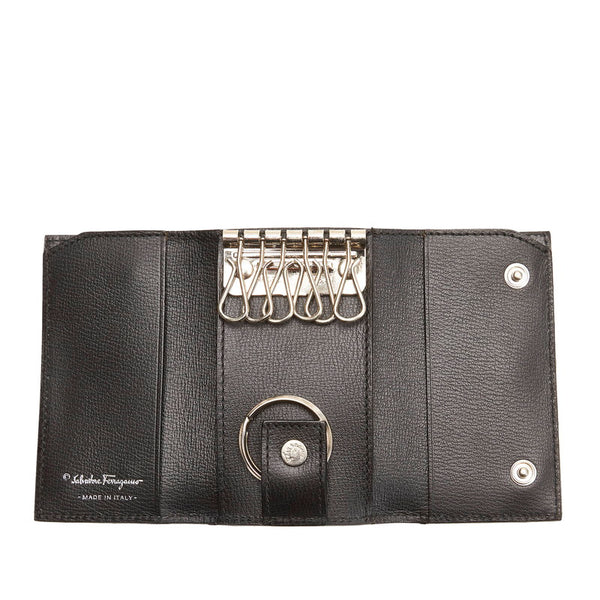 サルヴァトーレフェラガモ ガンチーニ 6連 キーケース ブラック レザー レディース Salvatore Ferragamo 【中古】