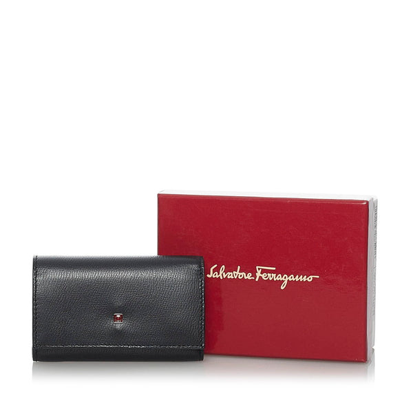 サルヴァトーレフェラガモ ガンチーニ 6連 キーケース ブラック レザー レディース Salvatore Ferragamo 【中古】