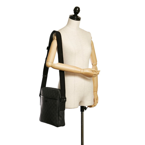 グッチ GGスプリーム 斜め掛け ショルダーバッグ 162907 ブラック PVC レザー メンズ GUCCI 【中古】
