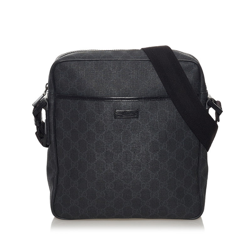 グッチ GGスプリーム 斜め掛け ショルダーバッグ 162907 ブラック PVC レザー メンズ GUCCI 【中古】