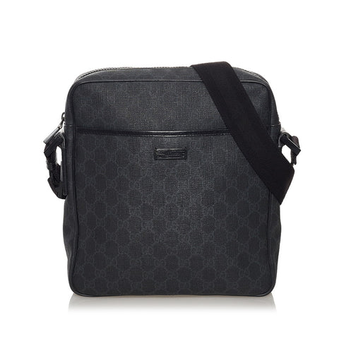 グッチ GGスプリーム 斜め掛け ショルダーバッグ 162907 ブラック PVC レザー メンズ GUCCI 【中古】