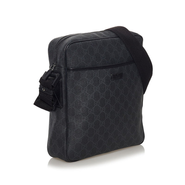 グッチ GGスプリーム 斜め掛け ショルダーバッグ 162907 ブラック PVC レザー メンズ GUCCI 【中古】