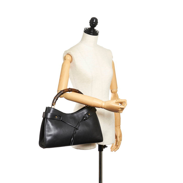 グッチ バンブー ハンドバッグ 109136 ブラック レザー レディース GUCCI 【中古】