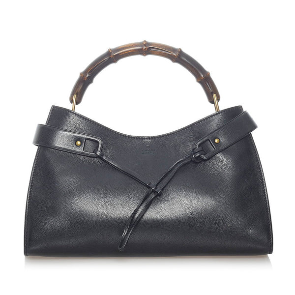 グッチ バンブー ハンドバッグ 109136 ブラック レザー レディース GUCCI 【中古】