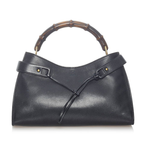 グッチ バンブー ハンドバッグ 109136 ブラック レザー レディース GUCCI 【中古】