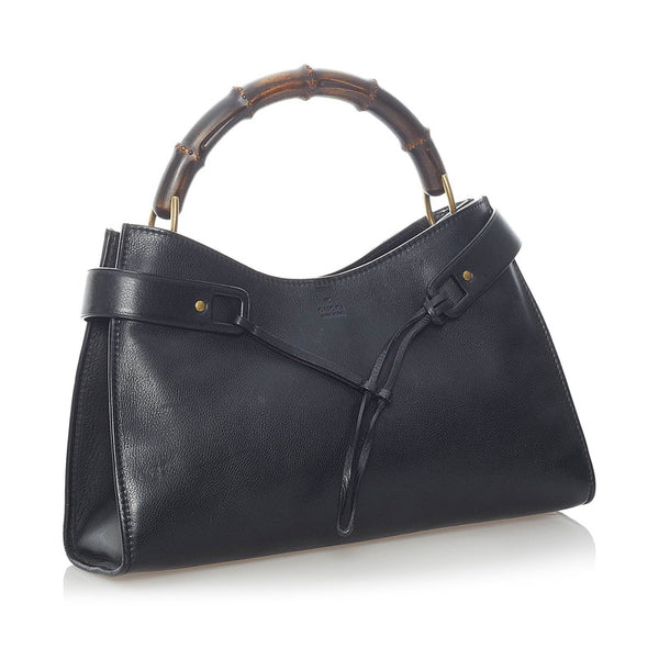 グッチ バンブー ハンドバッグ 109136 ブラック レザー レディース GUCCI 【中古】