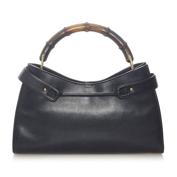 グッチ バンブー ハンドバッグ 109136 ブラック レザー レディース GUCCI 【中古】