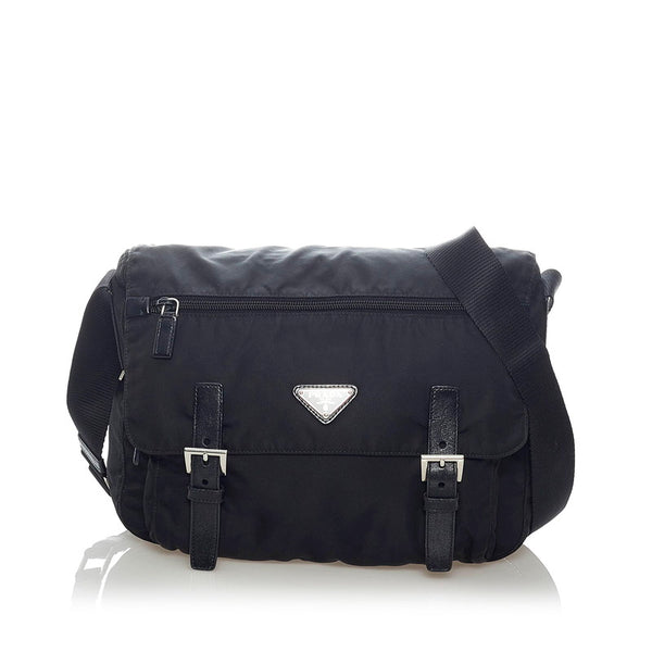 プラダ 斜め掛け ショルダーバッグ ブラック ナイロン レザー レディース PRADA 【中古】