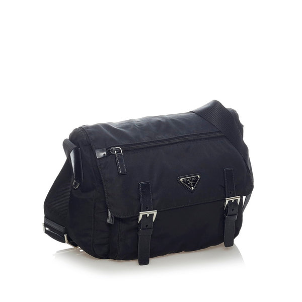 プラダ 斜め掛け ショルダーバッグ ブラック ナイロン レザー レディース PRADA 【中古】
