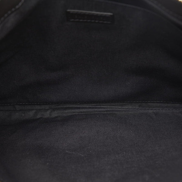 バレンシアガ ネイビークリップM ロゴ クラッチバッグ セカンドバッグ 373834 ブラック キャンバス レザー レディース BALENCIAGA 【中古】