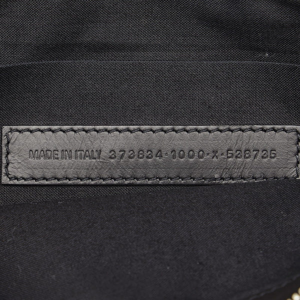 バレンシアガ ネイビークリップM ロゴ クラッチバッグ セカンドバッグ 373834 ブラック キャンバス レザー レディース BALENCIAGA 【中古】