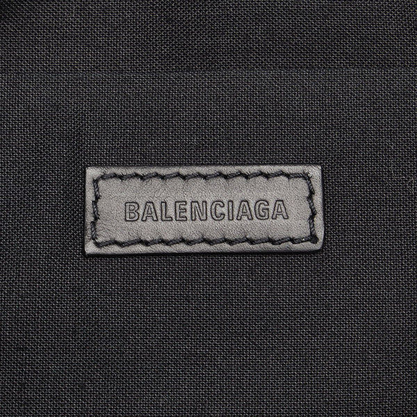 バレンシアガ ネイビークリップM ロゴ クラッチバッグ セカンドバッグ 373834 ブラック キャンバス レザー レディース BALENCIAGA 【中古】
