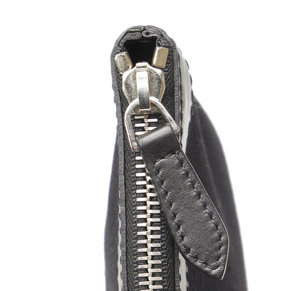 バレンシアガ ネイビークリップM ロゴ クラッチバッグ セカンドバッグ 373834 ブラック キャンバス レザー レディース BALENCIAGA 【中古】