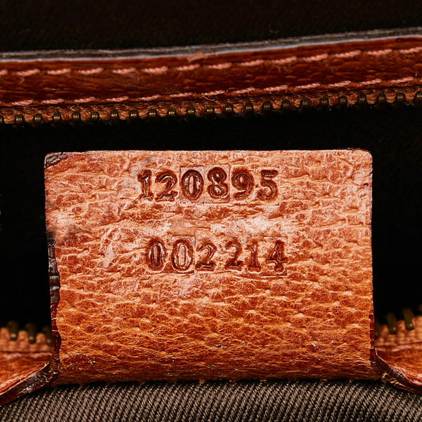 グッチ GGキャンバス ハンドバッグ 120895 ベージュ ブラウン キャンバス レザー レディース GUCCI 【中古】