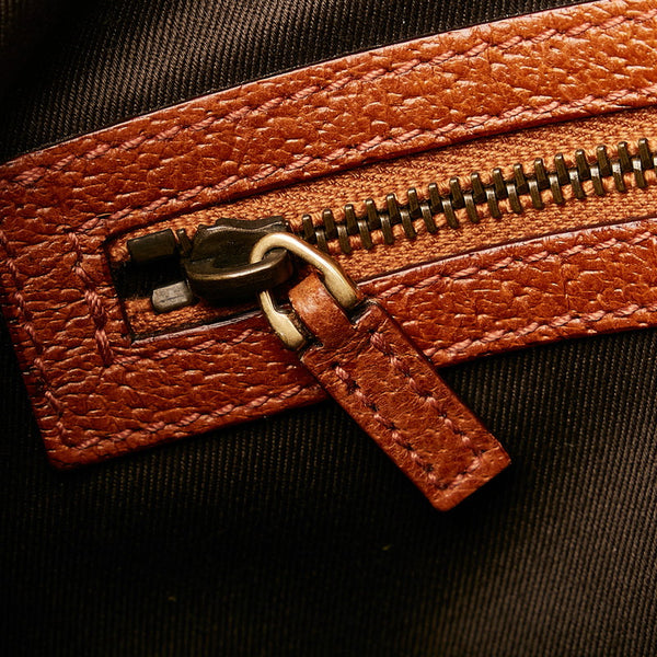 グッチ GGキャンバス ハンドバッグ 120895 ベージュ ブラウン キャンバス レザー レディース GUCCI 【中古】