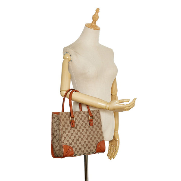 グッチ GGキャンバス ハンドバッグ 120895 ベージュ ブラウン キャンバス レザー レディース GUCCI 【中古】