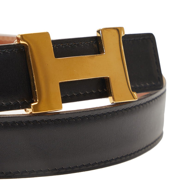 エルメス コンスタンス H リバーシブル ベルト 70 ブラック ブラウン レザー レディース HERMES 【中古】