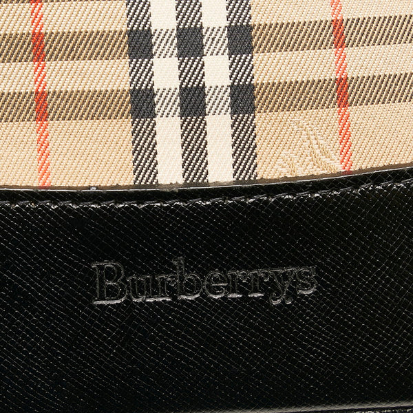 バーバリー ノバチェック シャドーホース ハンドバッグ ベージュ キャンバス レザー レディース BURBERRY 【中古】