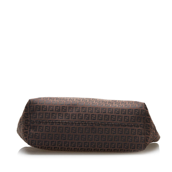 フェンディ ズッキーノ トートバッグ 8BH076 ダークブラウン キャンバス レザー レディース FENDI 【中古】