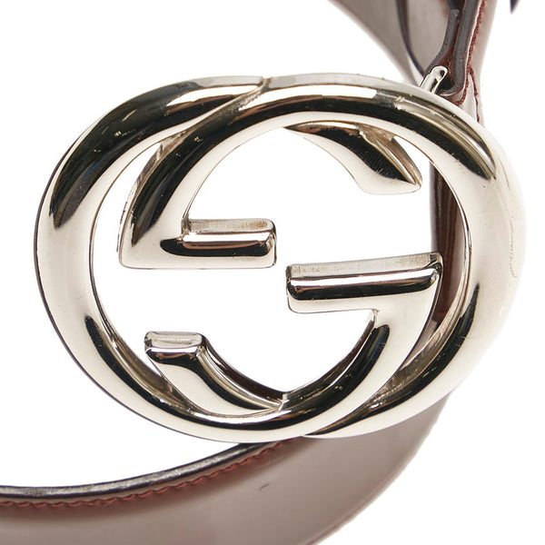 グッチ インターロッキング ＧG ベルト 036 1046 ボルドー  レザー レディース GUCCI 【中古】