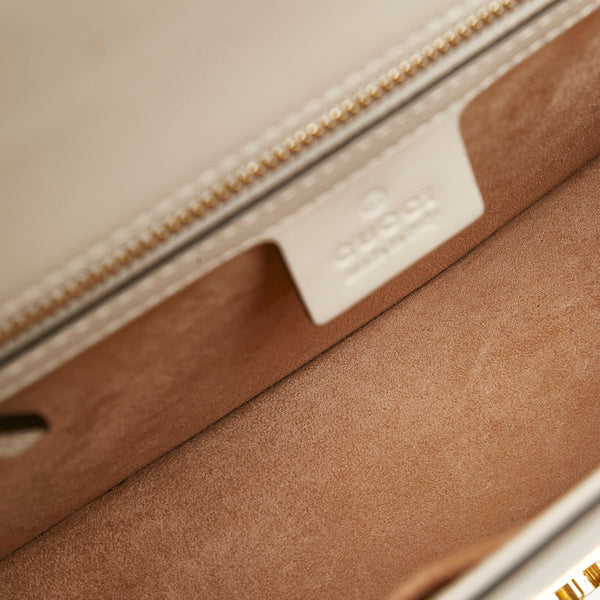 グッチ シルヴィ スモール ショルダーバッグ 421882 ホワイト レッド ネイビー レザー レディース GUCCI 【中古】