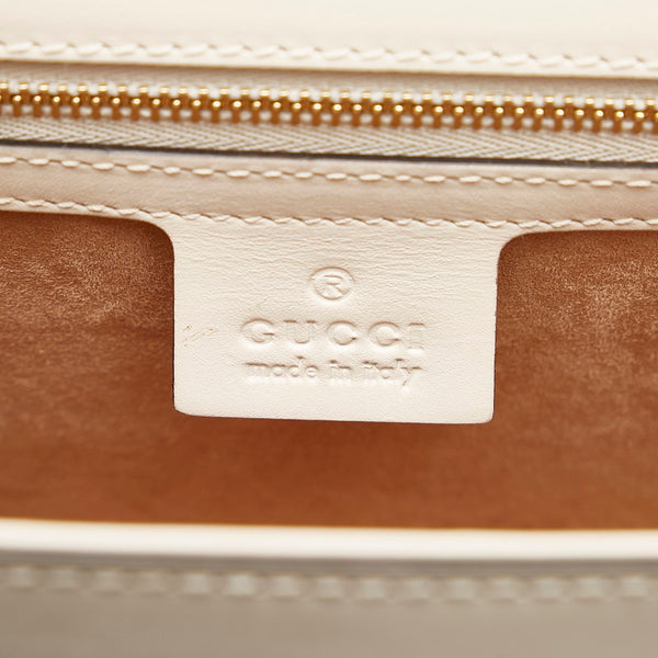 グッチ シルヴィ スモール ショルダーバッグ 421882 ホワイト レッド ネイビー レザー レディース GUCCI 【中古】