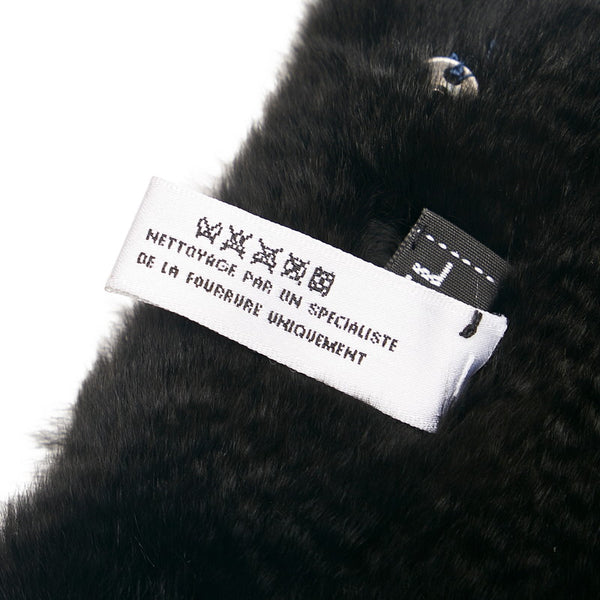 シャネル ココマーク マフラー ブラック ホワイト ラビットファー レディース CHANEL 【中古】