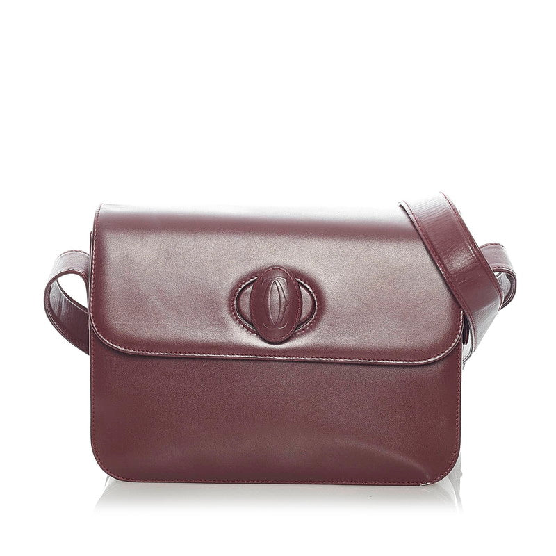 カルティエ マストライン 斜め掛け ショルダーバッグ ボルドー レザー レディース CARTIER 【中古】
