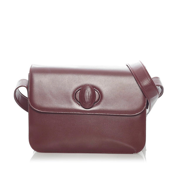 カルティエ マストライン 斜め掛け ショルダーバッグ ボルドー レザー レディース CARTIER 【中古】