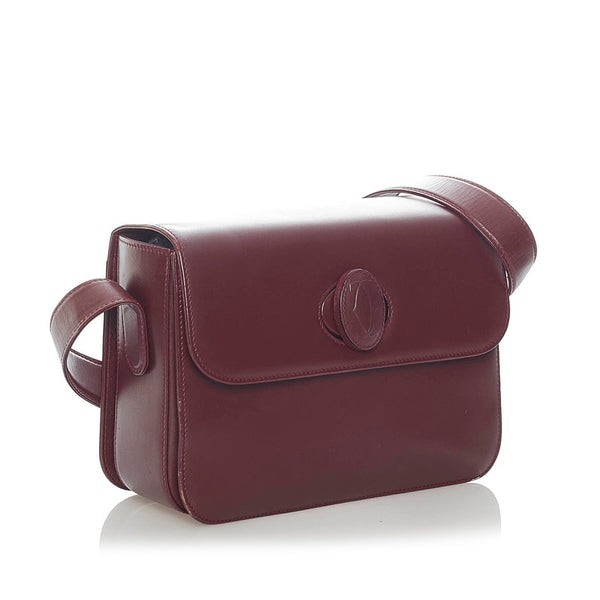 カルティエ マストライン 斜め掛け ショルダーバッグ ボルドー レザー レディース CARTIER 【中古】