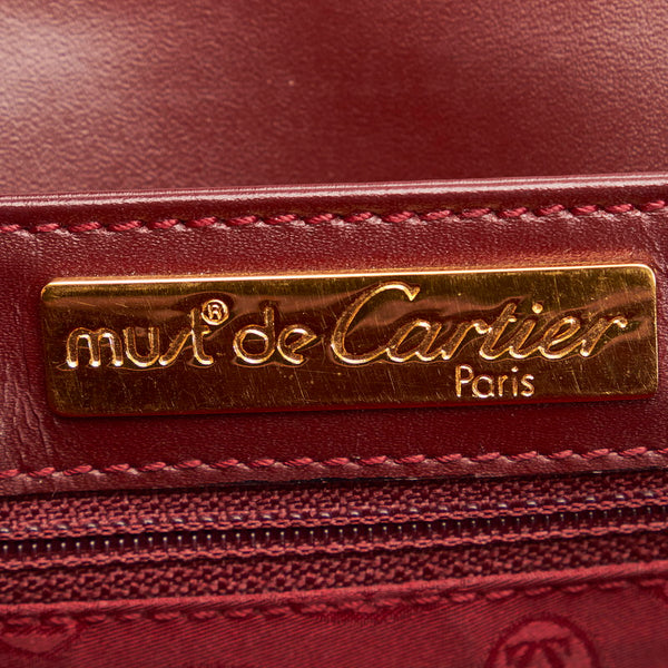 カルティエ マストライン 斜め掛け ショルダーバッグ ボルドー レザー レディース CARTIER 【中古】