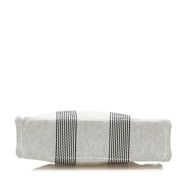 エルメス ニューフールトゥPM ハンドバッグ ホワイト ブラック キャンバス レディース HERMES 【中古】