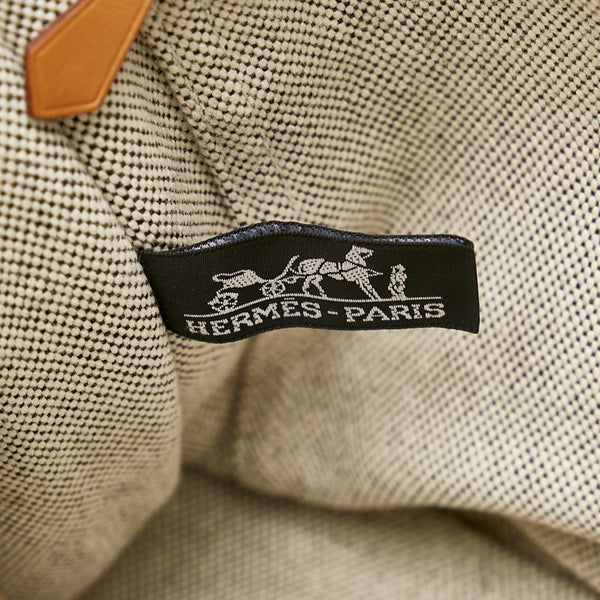 エルメス ニューフールトゥPM ハンドバッグ ホワイト ブラック キャンバス レディース HERMES 【中古】